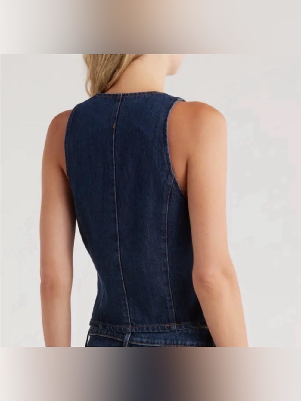 Edit Jason Wu Structured Cropped Denim Vest 100% Recycled Cotton Size XSmall - Picture 2 of 12